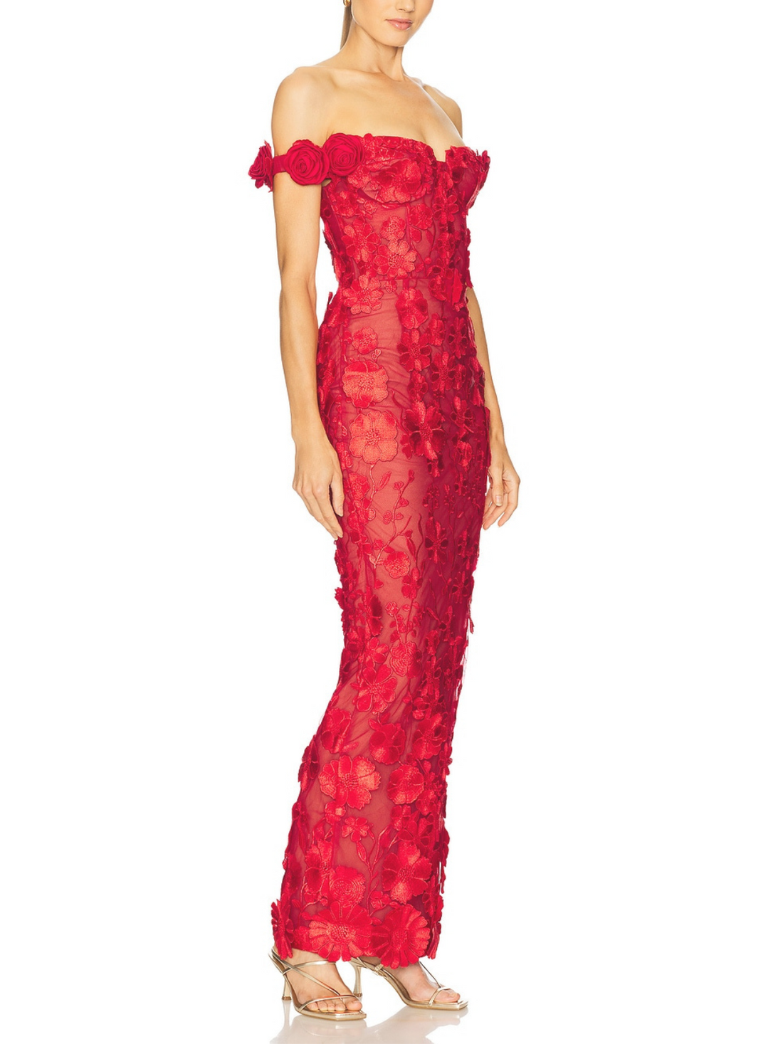 Jasmine Red Off The Shoulder Maxi Dress Red
