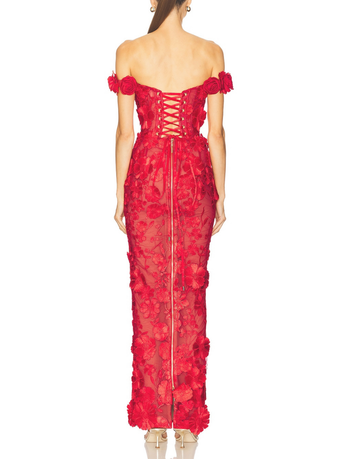 Jasmine Red Off The Shoulder Maxi Dress Red