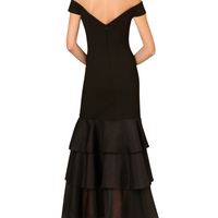 Bonded Crêpe Off-the-Shoulder Mermaid Gown Black