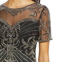 Illusion Beaded Mesh Column Dress