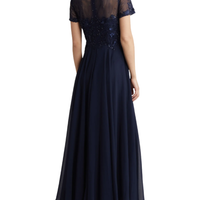 Evenings Beaded Mesh Gown
