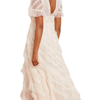 Spiral Sequin V-Neck Ankle Gown