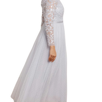 Tempest Bodice V-Neck Ankle Gown