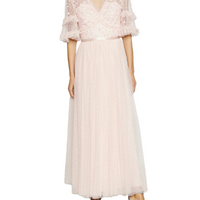 Maybelle Bodice V-Neck Ankle Gown