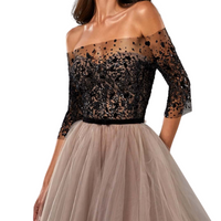 Strapless Midi Tulle Dress Black
