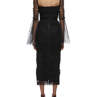 Black Dot Mesh Midi Dress Black