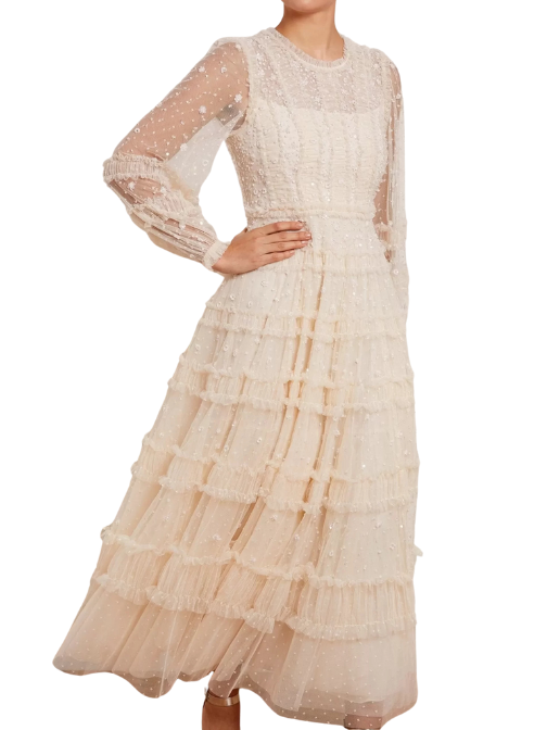 Violet Shimmer Ankle Gown