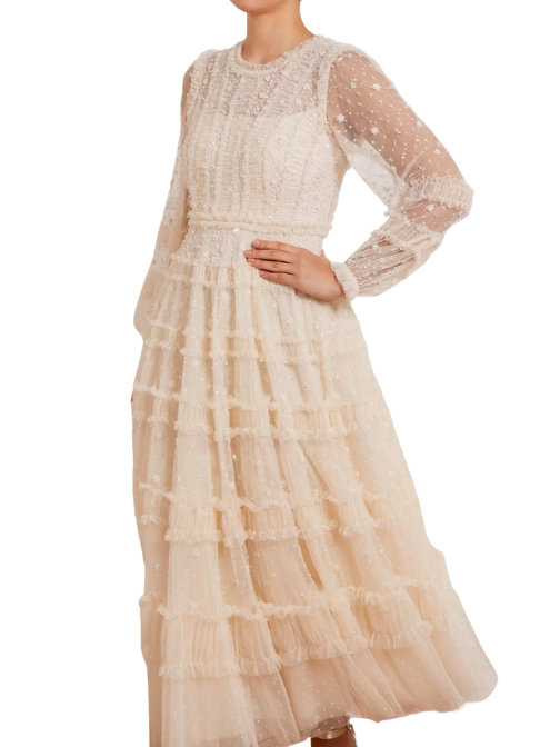 Violet Shimmer Ankle Gown