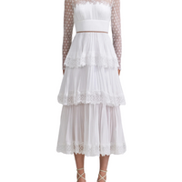 WHITE CHIFFON TIERED MIDI DRESS White