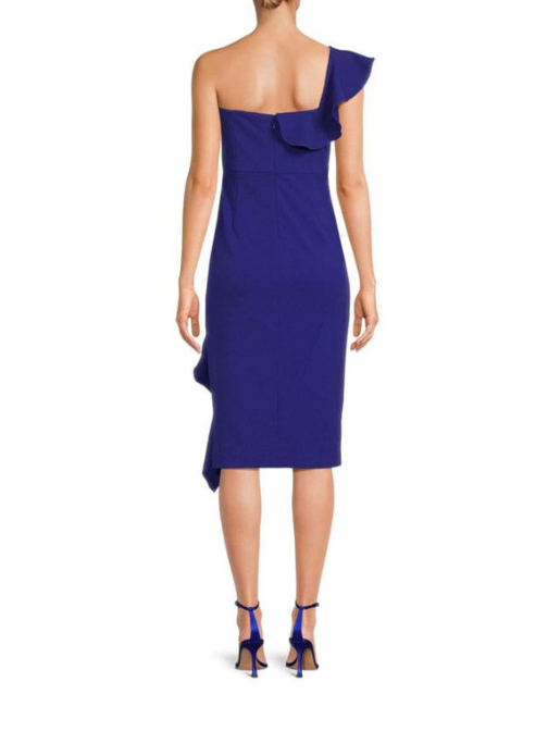 Ruffle Cocktail Midi Dress Blue