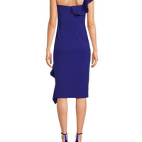 Ruffle Cocktail Midi Dress Blue