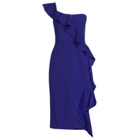 Ruffle Cocktail Midi Dress Blue