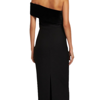 Asymmetric Stretch Cady Midi Dress Black
