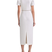 White Crepe Diamante Midi Dress White