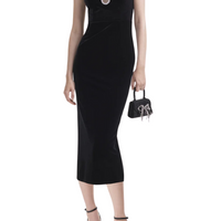 Velvet Midi Dress Black