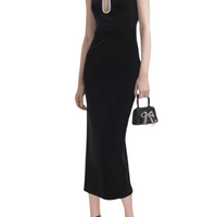 Velvet Midi Dress Black