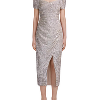 Sequin Midi Dress Silver