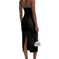 Sequin Boucle Midi Dress Black