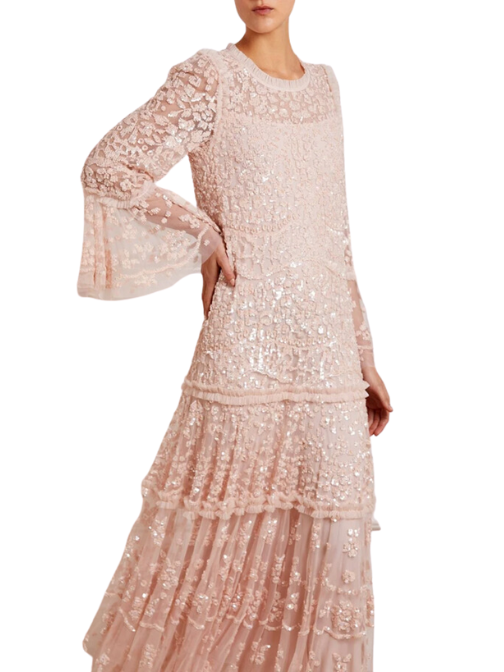 Annie Sequin Tiered Ankle Gown