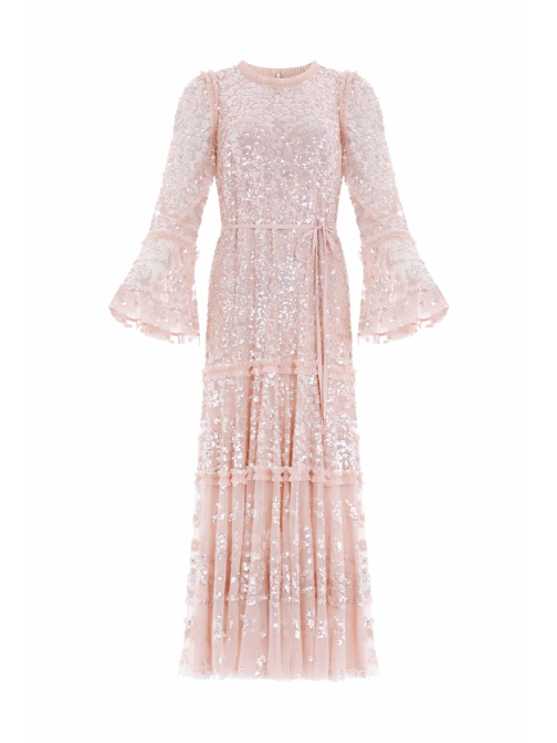 Annie Sequin Tiered Ankle Gown