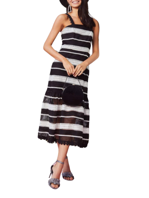 Darling One Midi Dress Black/White