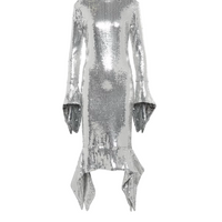Sequin Embellished Midi Dress Silver