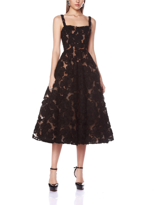 Sabrina Noir Midi Dress Black