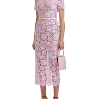 Pink Fine Lace Pear Midi Dress Pink