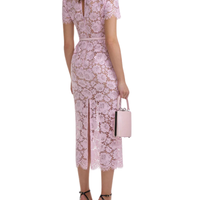 Pink Fine Lace Pear Midi Dress Pink