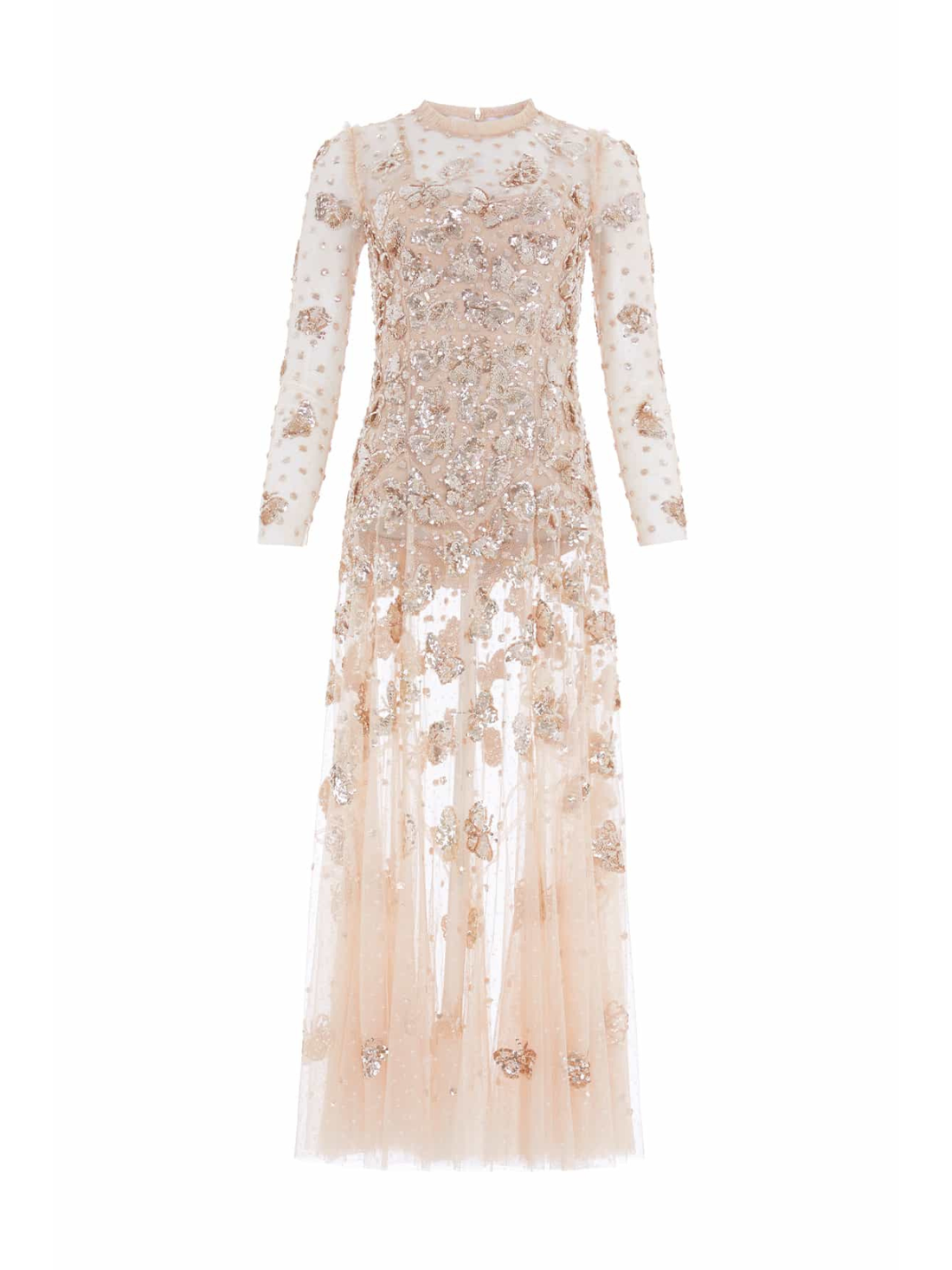 Papillon Sheer Ankle Gown Champagne