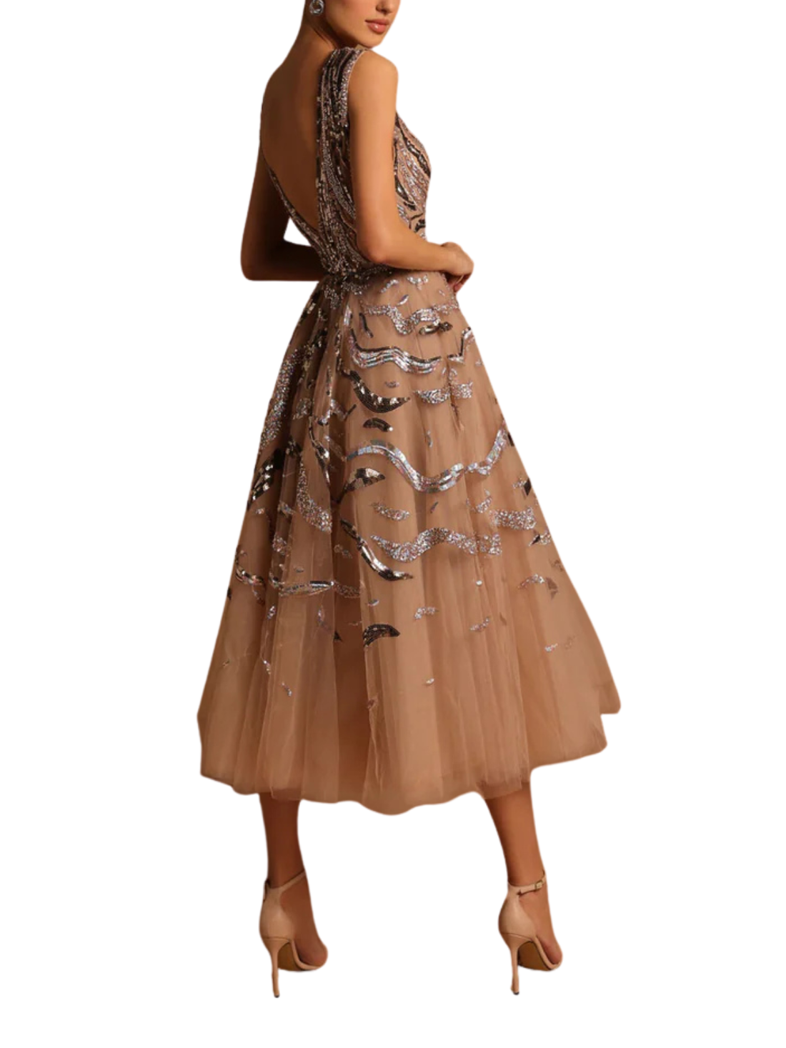 Alluring Plunging A-line Midi Dress