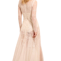 Leila Dot Sheer Ankle Gown Cream