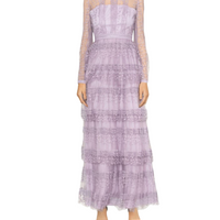 Lilac Tiered Lace Maxi Dress