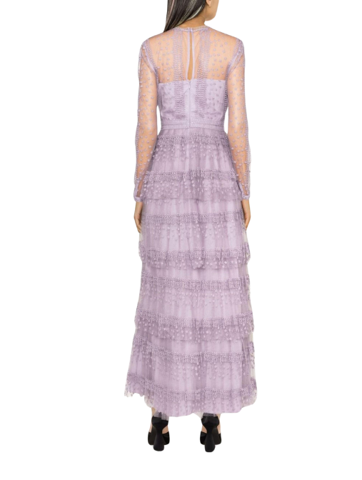Lilac Tiered Lace Maxi Dress