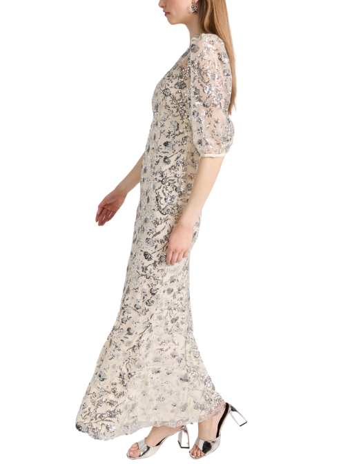 Champagne Sequinned Maxi Dress