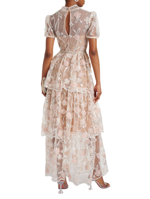 Sequin Flower Maxi Dress