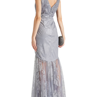Ruched Glittered Tulle Gown