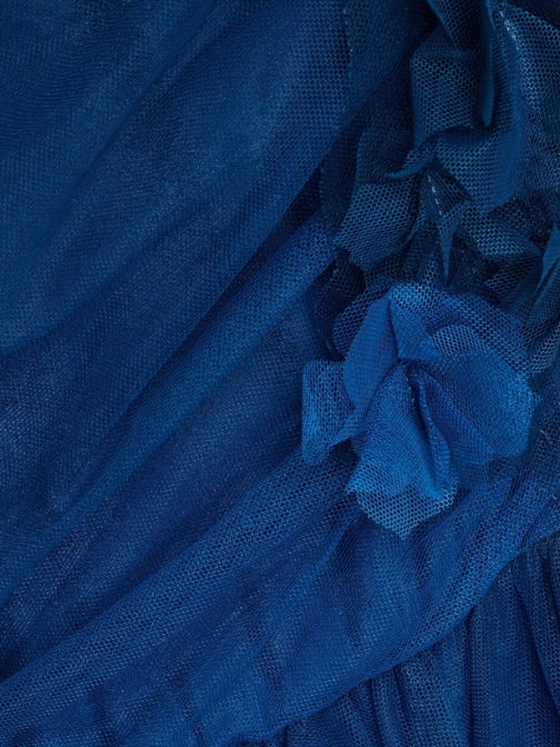One-Shoulder Floral-Appliquéd Dégradé Tulle Gown