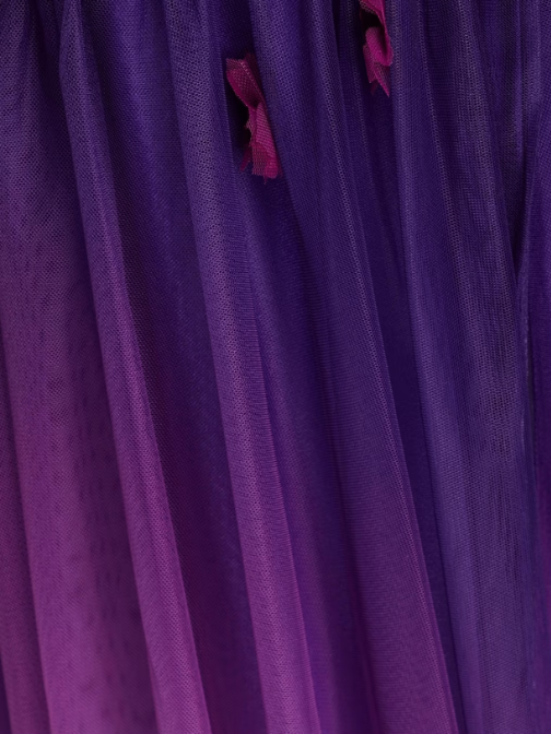 One-Shoulder Floral-Appliquéd Dégradé Tulle Gown