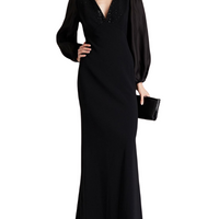 Gigi Embellished Crepe-Paneled Organza Gown