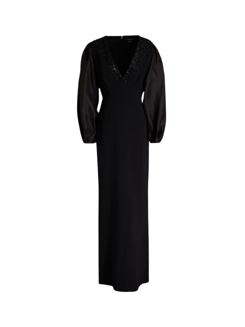 Gigi Embellished Crepe-Paneled Organza Gown