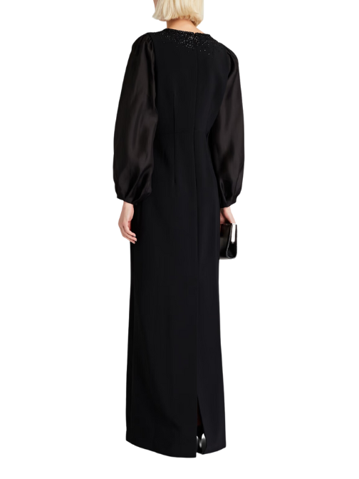 Gigi Embellished Crepe-Paneled Organza Gown