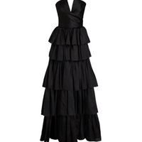 Strapless Tiered Studded Silk-Organza Gown