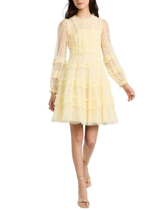 Violet shimmer micro mini dress Yellow