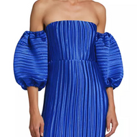 Sirene Pleated Off-The-Shoulder Minidress Blue