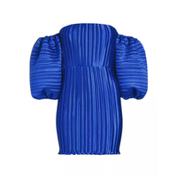 Sirene Pleated Off-The-Shoulder Minidress Blue