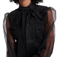 Bow Tulle Mini Dress Black