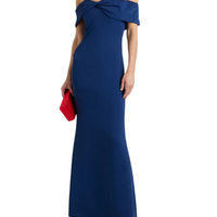 Off-The-Shoulder Twisted Cady Gown
