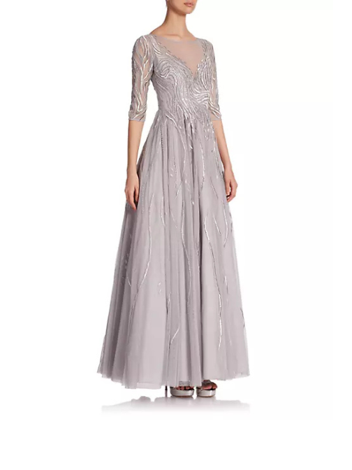 Embroidered Illusion Gown