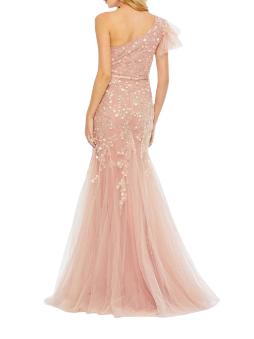 Embellished One Shoulder Mermaid Gown